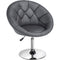 Modern Leather Tufted Height Adjustable Swivel Barrel Chair - Dark Gray