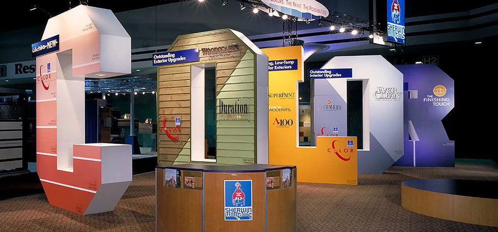 Sherwin-Williams 3D C display stand for highly effective trade show design