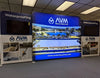 Blue AVM Industries Inflatable Banner on 10ft Backlit Tension Fabric Display