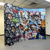 Vibrant 10ft curved pop up fabric display with colorful face mural