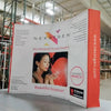 Our 10ft Curved Pop Up Fabric Display Table Kit includes a 6ft or 8ft fitted style cover to match your and black nylon