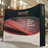 Our 10ft Curved Pop Up Fabric Display Podium Kit includes a hard shipping case with wheels that can be used as podium