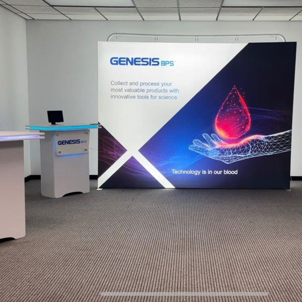 Our 10ft Frameless SEG Lightbox Display is one of the easiest and brightest lightbox displays on exhibit market,