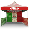 Red white striped 10ft pop-up tent with pizza sign and Italian backdrop