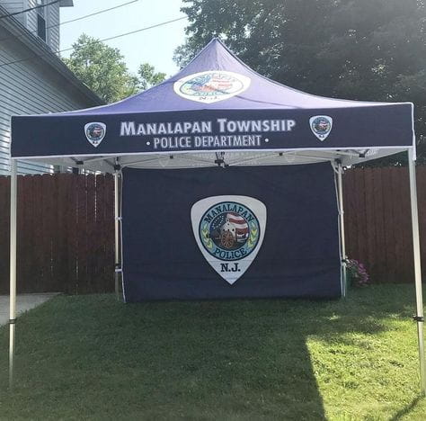 10ft pop-up tent with Manalapan Township Police Department logo