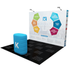 Blue Kastech promotional barrel on 10ft straight pop up display podium kit