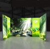 Our 10x10 Frameless SEG Lightbox Display Kit 02 combines one 10ft and two 3ft Displays for a more private inline booth