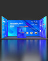Our 10x10 Frameless SEG Lightbox Display Kit 02 combines one 10ft and two 3ft Displays for a more private inline booth