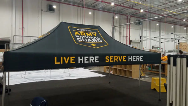 Our 15ft Custom Pop Up Canopy Tent features a lightweight, stable rust-resistant aluminum frame and is perfect