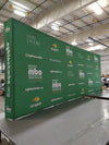 Our 20ft Straight Pop Up Fabric Display Table Kit includes a 6ft or 8ft fitted style cover to match your and black