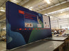 Our 20ft Straight Pop Up Fabric Display Table Kit includes a 6ft or 8ft fitted style cover to match your and black