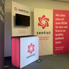 White and pink 3.5ft backlit SEG light box counter with red logo