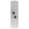 Sleek frosted glass double overlapping left foot wall sconce with black circular fixtures