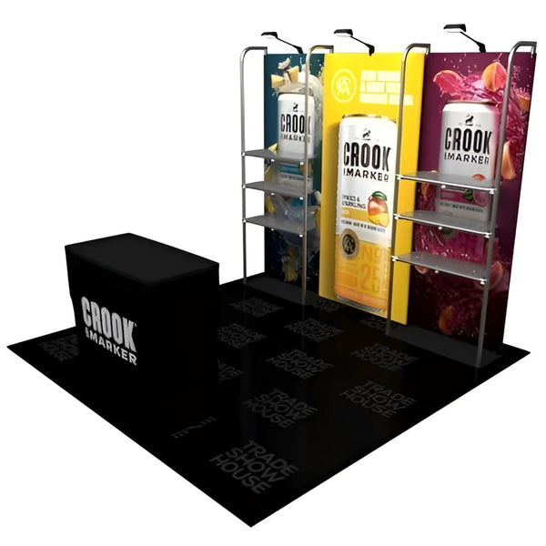 3ft black crook marker shelving display stand with metallic shelves