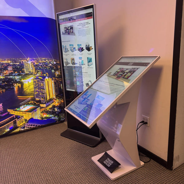 Stand out at your next trade show or expo with the 43 4K Digital Interactive Touchscreen Table Display Kiosk. Designed