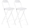 Portable Counter Height Leather Folding Bar Stool with Backrest - White