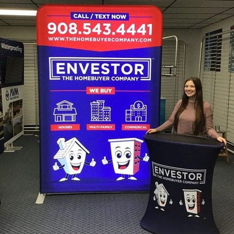 Our 5ft Backlit Tension Fabric Display is an ultra-bright and vivid portable backlit trade show display that showcase