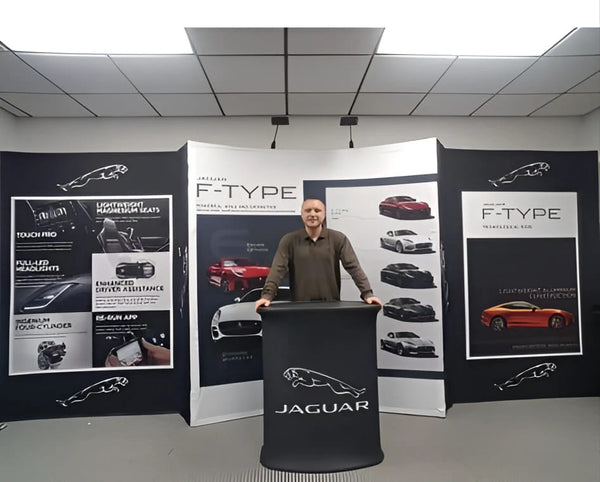 Black Jaguar F-Type 5ft straight pop up fabric display stand
