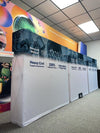 Our 5ft Tabletop Pop Up Fabric Display is a lightweight and easy to setup pop-up with stretch graphics included black