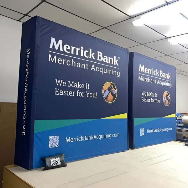 Blue Merrick Bank Merchant Acquiring Banner with Green Yellow Accents