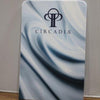 Sleek Circadia cooler in swirling silver-black marble on 5ft Tension Fabric Banner Stand
