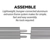 Silver aluminum extrusion frame with bungee connection for 6.5ft frameless SEG lightbox half wall display