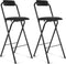 Portable Counter Height Leather Folding Bar Stool with Backrest - Black