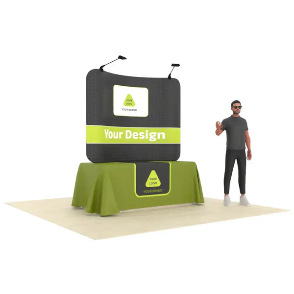 Our 6ft Curved Tabletop Tension Fabric Display is a sleek and modern tabletop display that quickly assembles in just 5