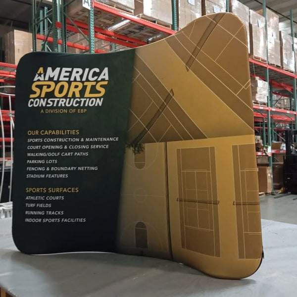 Our 6ft Curved Tabletop Tension Fabric Display is a sleek and modern that quickly assembles in just 5 minutes. slide