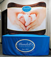 Blue Mandells Clinical Pharmacy Logo on 6ft Curved Tabletop Display