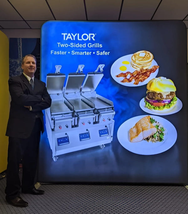 Taylor Two-Sided Grills in Sleek Silver Black with Digital Controls