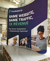 Purple 8ft curved banner for Fundraiseup: 2x revenue with same traffic