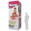 Huggies Little Movers diapers in colorful rainbow-striped box on 8ft square tower