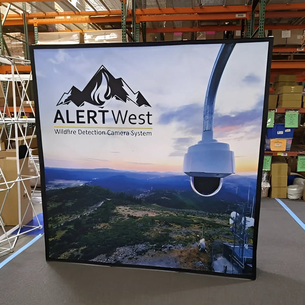 Alert West Wildfire Detection Camera Banner on 8ft Pop Up Display