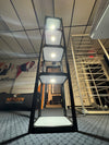 Twist-Lock Portable Showcase Display Cabinet Tower with 4 Shelves & Overhead Lights