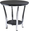 Black Modern Design Round Coffee Table with Polished Steel Frame