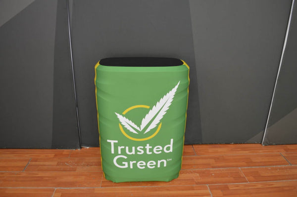 Green Trusted inflatable display in C900 wheeled shipping case