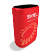 Red fabric stand with black top and Sintell Laboratories sunburst logo in C900 case