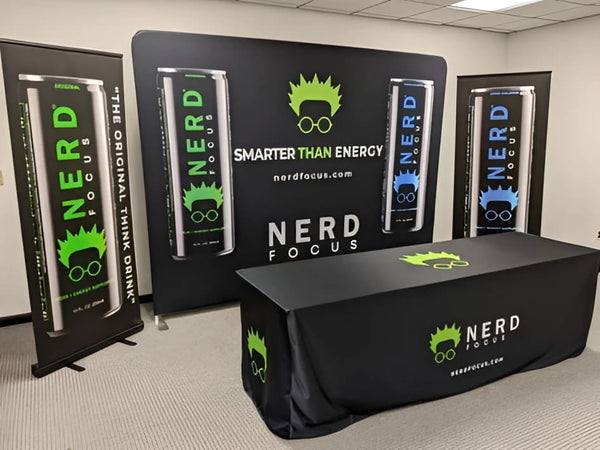 Classic 33 Inch Retractable Banner Stand with Green Nerd Focus Logo