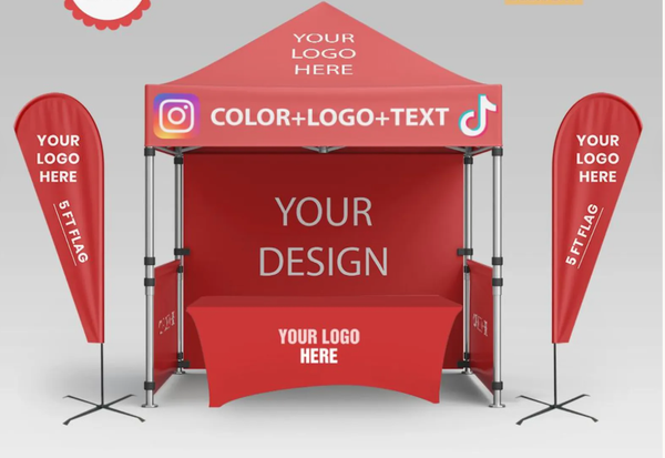 Our 10ft Custom Printed Pop Up Tent with Backwall and Sidewalls features a lightweight, stable rust-resistant aluminum