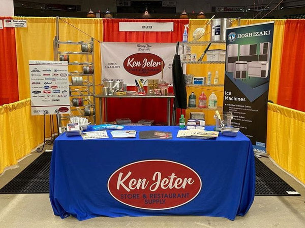 Our premium dye-sublimated, custom printed drape table covers are the perfect complementary tabletop display accessory
