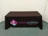 Our premium dye-sublimated, custom printed drape table covers are the perfect complementary tabletop display accessory