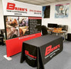 Our premium dye-sublimated, custom printed drape table covers are the perfect complementary tabletop display accessory