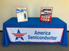 Our premium dye-sublimated, custom printed drape table covers are the perfect complementary tabletop display accessory