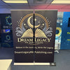 Deluxe 33 Inch Black Retractable Banner with Gold Silver Crescent Moon and Dream Legacy MK Publishing Text