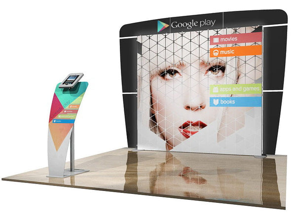 Google Play promo on ecoSmart ECO-4053 with stylized face and icons