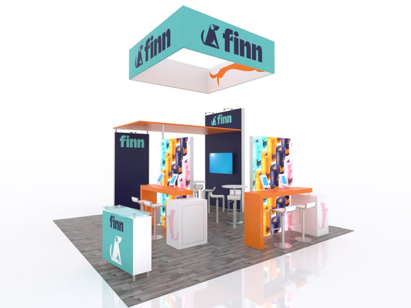 Teal and orange ecoSmart Backlit Island ECO-4071 exhibition booth