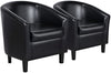 Set of 2 Faux Leather Club Chairs - Black