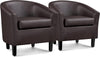 Set of 2 Faux Leather Club Chairs - Espresso