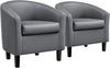 Set of 2 Faux Leather Club Chairs - Grey